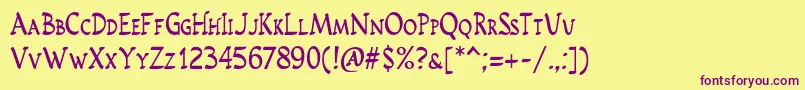 Rusticusstd-fontti – violetit fontit keltaisella taustalla