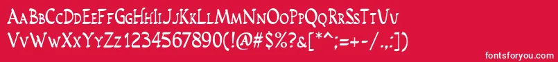 Rusticusstd-fontti – valkoiset fontit punaisella taustalla