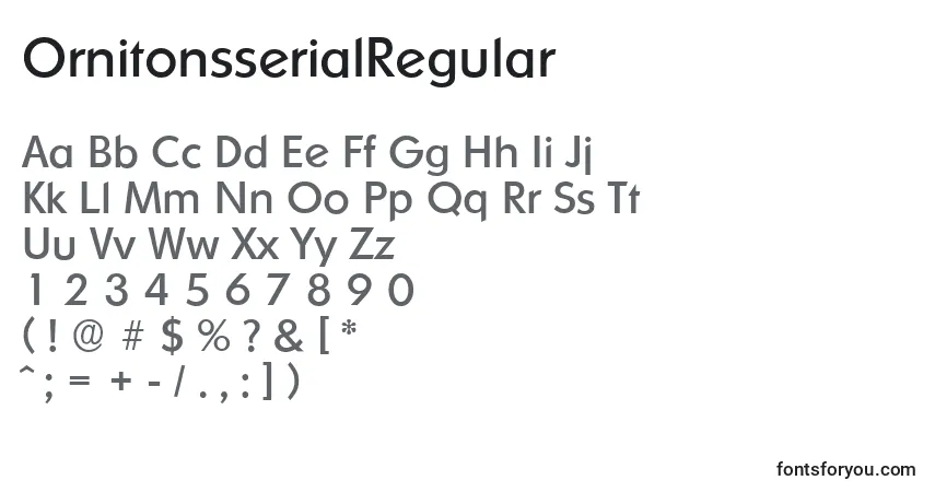 OrnitonsserialRegular-fontti – aakkoset, numerot, erikoismerkit