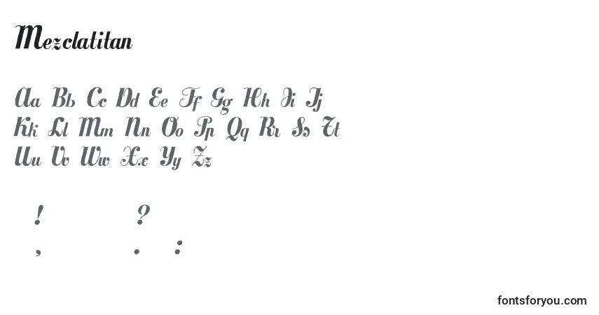 Schriftart Mezclatitan (85156) – Alphabet, Zahlen, spezielle Symbole