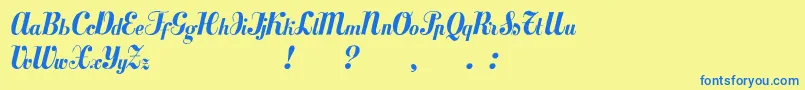 Mezclatitan-Schriftart – Blaue Schriften auf gelbem Hintergrund