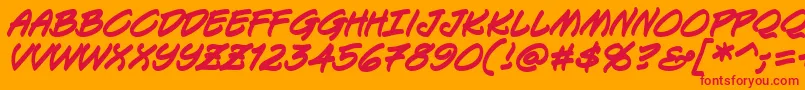 KeelhauledBbBold-Schriftart – Rote Schriften auf orangefarbenem Hintergrund