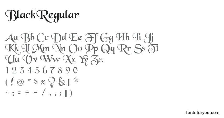 BlackRegular-fontti – aakkoset, numerot, erikoismerkit
