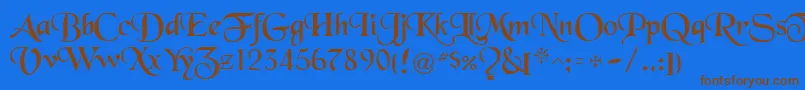 フォントBlackRegular – 茶色の文字が青い背景にあります。