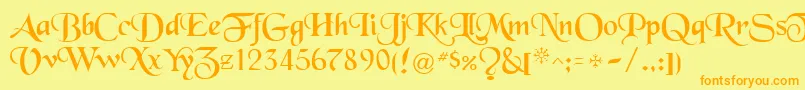 フォントBlackRegular – オレンジの文字が黄色の背景にあります。