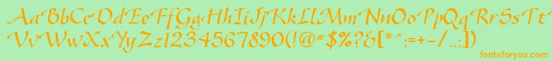 Vodevilec Font – Orange Fonts on Green Background