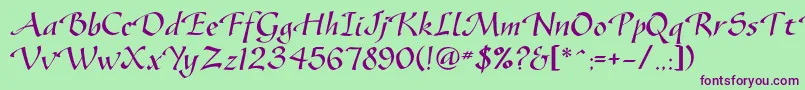 Vodevilec Font – Purple Fonts on Green Background