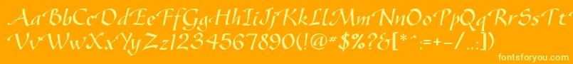 Vodevilec Font – Yellow Fonts on Orange Background