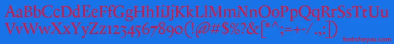 フォントAntiqueAncienne – 赤い文字の青い背景