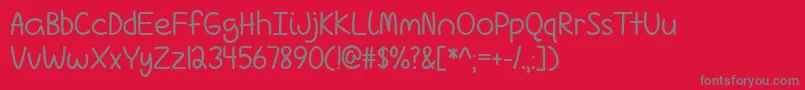 フォントLoveIsComplicatedAgainTtf – 赤い背景に灰色の文字