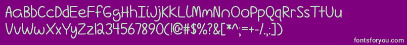 フォントLoveIsComplicatedAgainTtf – 紫の背景に緑のフォント
