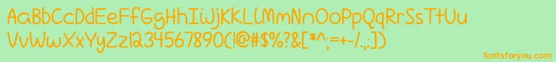 Шрифт LoveIsComplicatedAgainTtf – оранжевые шрифты на зелёном фоне