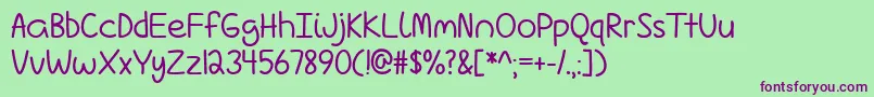 LoveIsComplicatedAgainTtf Font – Purple Fonts on Green Background