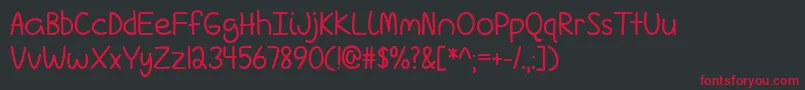フォントLoveIsComplicatedAgainTtf – 黒い背景に赤い文字