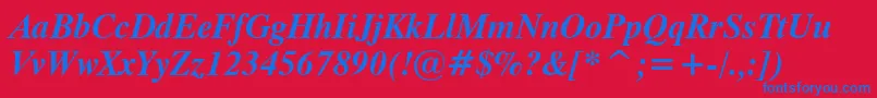 TiempoBoldItalic Font – Blue Fonts on Red Background