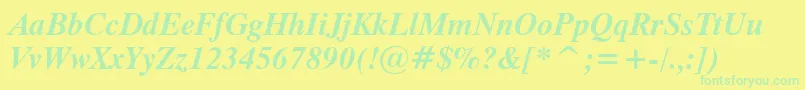 Weitere Informationen zur TiempoBoldItalic-Schriftart TiempoBoldItalic-Schriftart – Grüne Schriften auf gelbem Hintergrund
