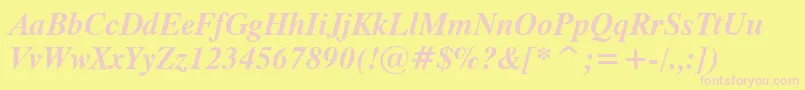 TiempoBoldItalic Font – Pink Fonts on Yellow Background