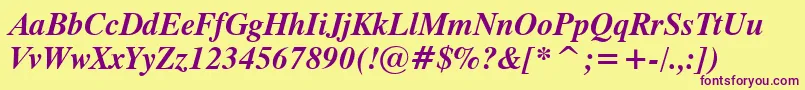 TiempoBoldItalic Font – Purple Fonts on Yellow Background