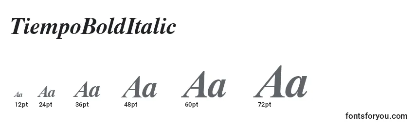 Größen der Schriftart TiempoBoldItalic