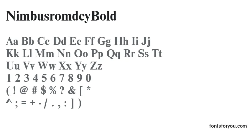 A fonte NimbusromdcyBold – alfabeto, números, caracteres especiais
