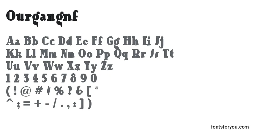 Шрифт Ourgangnf (85171) – алфавит, цифры, специальные символы