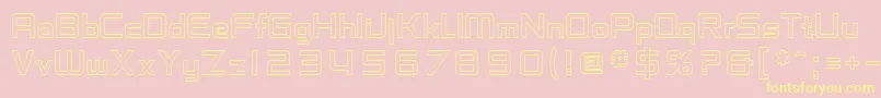 SfChaerilidaeOutline-Schriftart – Gelbe Schriften auf rosa Hintergrund