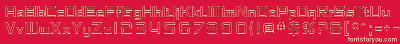 SfChaerilidaeOutline-Schriftart – Gelbe Schriften auf rotem Hintergrund