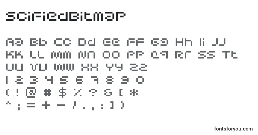 Schriftart SciFiedBitmap – Alphabet, Zahlen, spezielle Symbole
