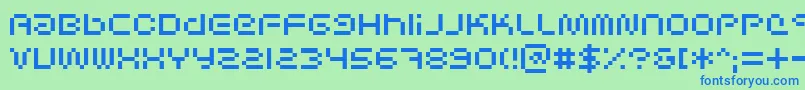 フォントSciFiedBitmap – 青い文字は緑の背景です。