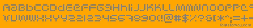 SciFiedBitmap-fontti – harmaat kirjasimet oranssilla taustalla