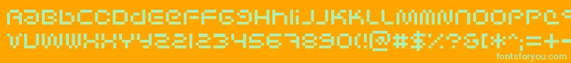 SciFiedBitmap-fontti – vihreät fontit oranssilla taustalla