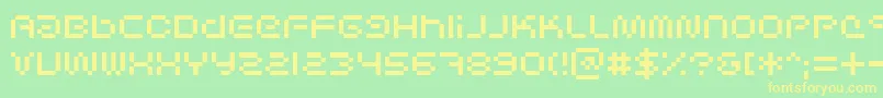SciFiedBitmap-fontti – keltaiset fontit vihreällä taustalla