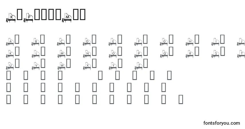 Schriftart KrPianoMan – Alphabet, Zahlen, spezielle Symbole
