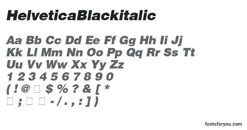HelveticaBlackitalic Font – alphabet, numbers, special characters