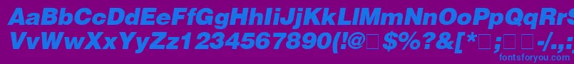 HelveticaBlackitalic-fontti – siniset fontit violetilla taustalla