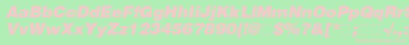 HelveticaBlackitalic Font – Pink Fonts on Green Background