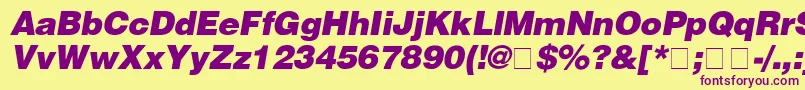 HelveticaBlackitalic Font – Purple Fonts on Yellow Background