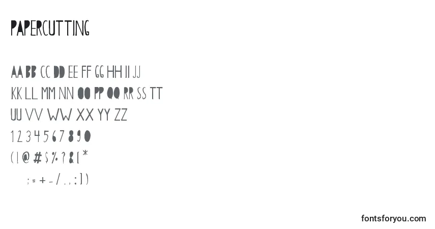 Schriftart Papercutting (85180) – Alphabet, Zahlen, spezielle Symbole
