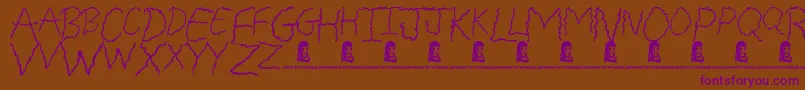FreakyFriday-Schriftart – Violette Schriften auf braunem Hintergrund
