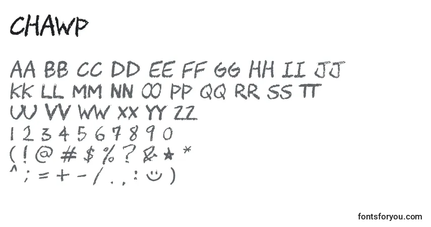 Schriftart Chawp – Alphabet, Zahlen, spezielle Symbole