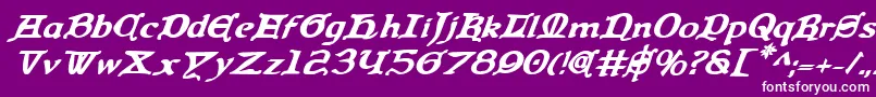 フォントQueencountrybi – 紫の背景に白い文字