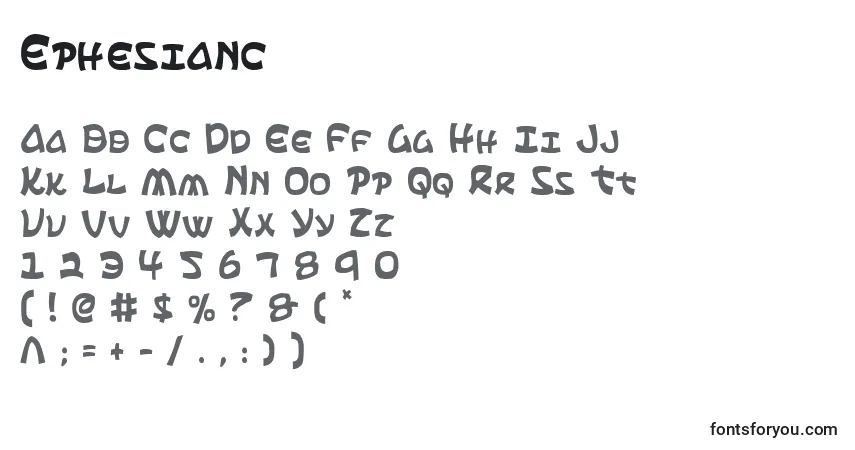 A fonte Ephesianc – alfabeto, números, caracteres especiais