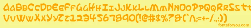 フォントEphesianc – オレンジの文字が黄色の背景にあります。