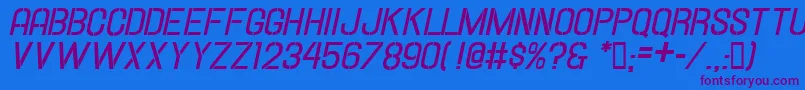 HallandaleStencilBd.It.Jl Font – Purple Fonts on Blue Background