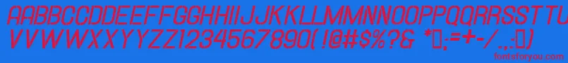 HallandaleStencilBd.It.Jl Font – Red Fonts on Blue Background