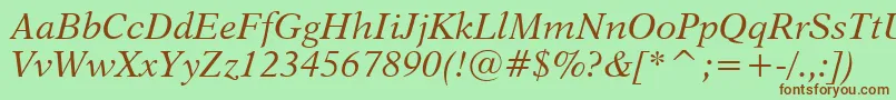 Dutch823ItalicBt Font – Brown Fonts on Green Background