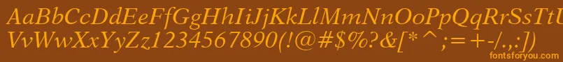 Шрифт Dutch823ItalicBt – оранжевые шрифты на коричневом фоне