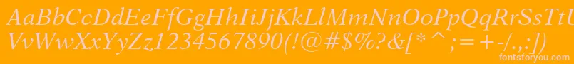 Dutch823ItalicBt-fontti – vaaleanpunaiset fontit oranssilla taustalla
