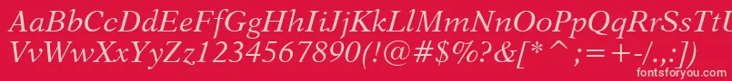 Dutch823ItalicBt Font – Pink Fonts on Red Background