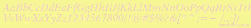 フォントDutch823ItalicBt – ピンクのフォント、黄色の背景